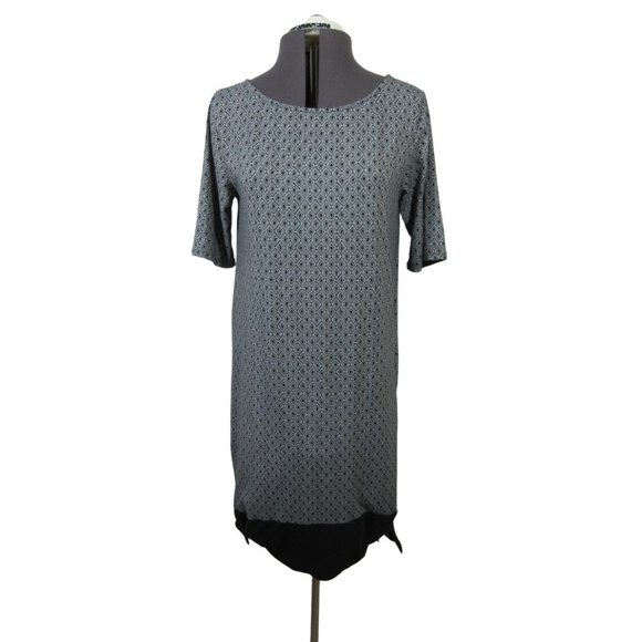 Cuddl Duds women's 1/2 sleeve Flexwear geometric print rainbow hem lounge‎ dress - Picture 2 of 12